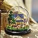 DIY Mini Glassball Wooden Dollhouse Miniature Kit with LED Idea Gift Travel world Series--Romantic Manor