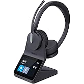 Yealink HA64 Pro Wireless DECT & Bluetooth Headset with Touch Screen for Office, Home, Desk Phone, Computer, Smartphone (Dual Speaker)