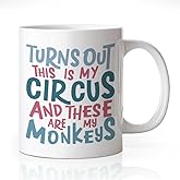 WHTYEFZ Turns Out This Is My Circus And These Are My Monkeys Coffee Mug, Humorous Retirement Promotion Appreciation Gifts for Coworker Boss Women Men, Christmas Birthday Gifts for Sister BFF Friend