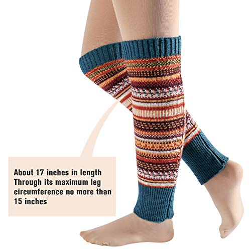 DREAM SLIM Colourful Striped Knitted Crochet Knee High Leg Warmers Boot Leg Cuffs Slouch Socks