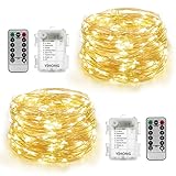 2 Set LED String Lights 33 ft with 100 LEDs, YIHONG Waterproof Decorative Lights for Bedroom, Patio, Parties ( Copper Silver Wire Lights, Warm White )