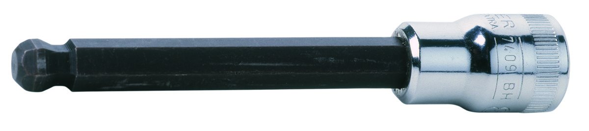 Bahco 7409BH-10 Socket Driver with Ball for 10 mm Hex Head Screws, Black/Silver, 3/8-Inch