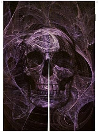 Custom Purple Skull Window Door Cover Curtain, Home Decoration Cotton and linen Hanging Curtain Size 85x120 CM