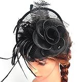 Lanzom® Women Chic Fascinator Hat Cocktail Wedding Party Church Headband Headwear (Black)