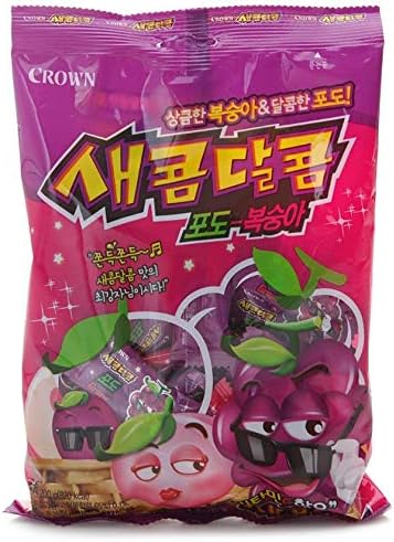 Korean Sweet and Sour Grapes & Peaches Flavored Chewy Candy 200g (1 Pack) 새콤달콤