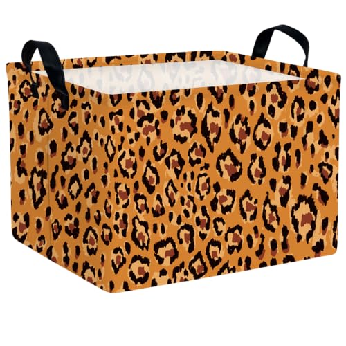 Leopard Print Rectangle Storage Basket