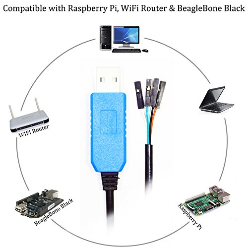 Youngneer PL2303TA USB to TTL Serial Cable for Raspberry Pi BeagleBone Programming Console Debug Cable 3.3Ft 5 Pack