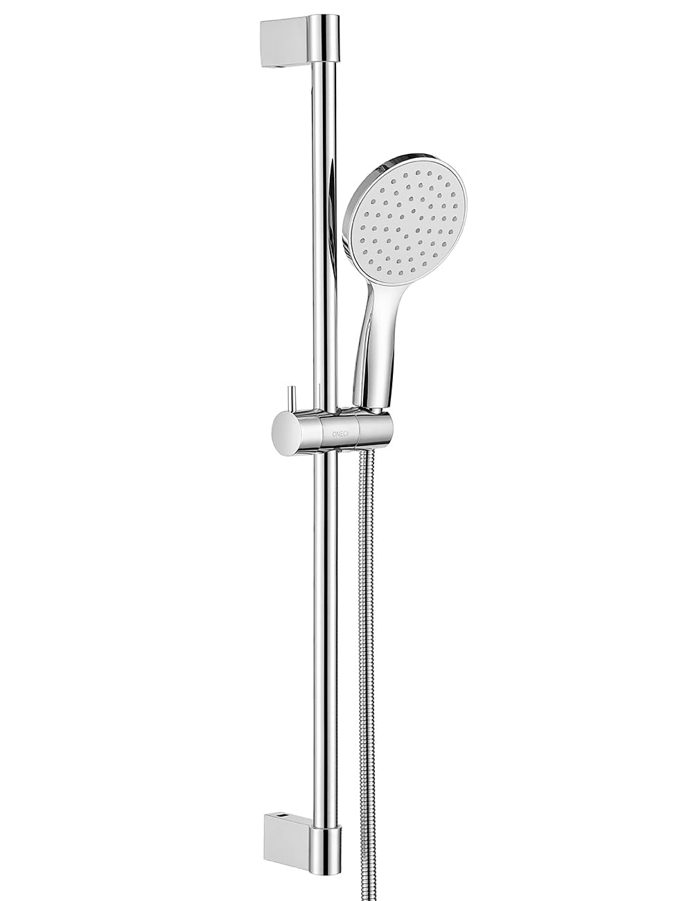 ONECE Shower Bar Set with Stainless Steel Hose, Large Hand Shower Φ12cm, Height Adjustable Shower Bracket, Wall Mounted Shower Column Without Taps, Chrome