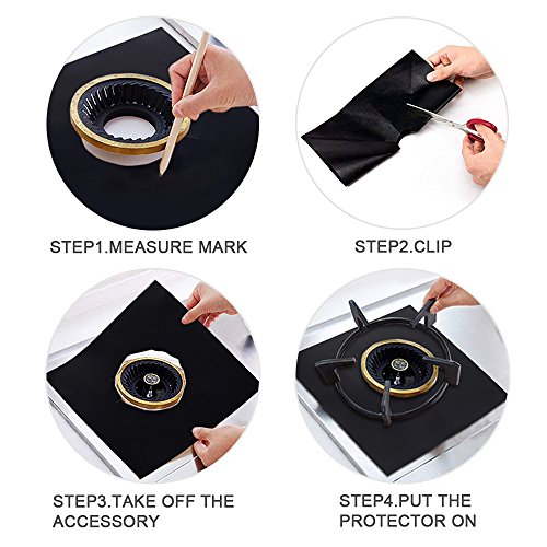 image for Stove Burner Covers, mixigoo Gas Range Protectors Reusable Non-stick S