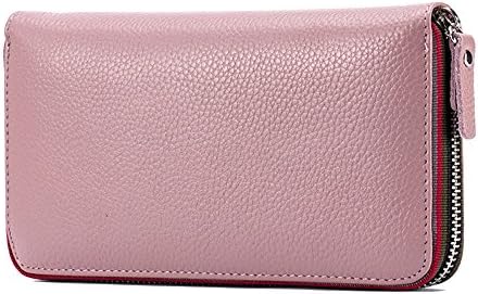 LanKoton RFID Blocking Genuine Leather Large Capacity Clutch Wallet for Women,Credit Card/Coin/Phone Organizer Ladies Zipper Purse Pink