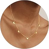 CTEEGN Gold Plated Heart Necklace for Women Trendy Dainty Tarnish Cute 14K Pendant Neckless Simple Waterproof Trending Chocker Love Minimalist Yellow Neclaces Jewelry Gifts