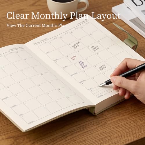 Mljtoyo Academic Planner 2026-2027, A5 Page Per Day, Daily Planner July 2025 - June 2026, A5 Daily Planner with Pen, Stickers, Back Pocket, 3 Bookmarks (Matcha Green, A5)