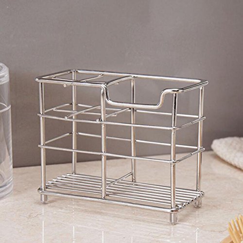 Wekity Toothbrush Holder Stainless Steel Bathroom Organizer Accessories Set -Toothbrush, Toothpaste and Razor Holder Stand with 4 Toothbrush Slots and 1 Toothpaste Slot (1) - Thumbnail 3