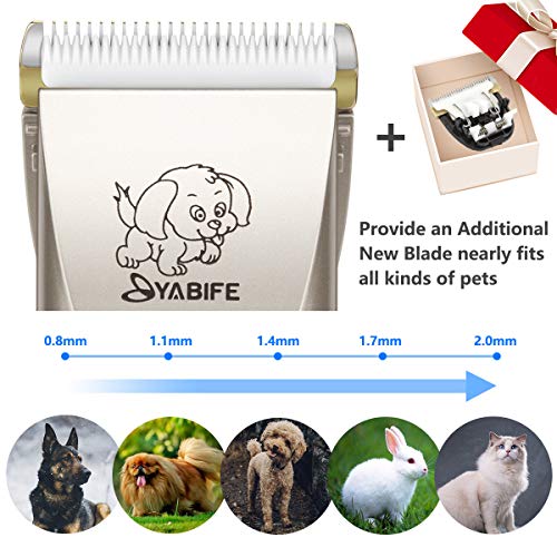 Dog Clippers, USB Rechargeable Cordless Dog Grooming Kit, Electric Pets Hair Trimmers Shaver Shears for Dogs and Cats, Quiet, Washable, with LED Display (USB Cable)