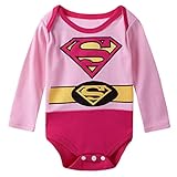 A&J Design Baby Girls' Supergirl Long Sleeve Bodysuit 6-9 Months