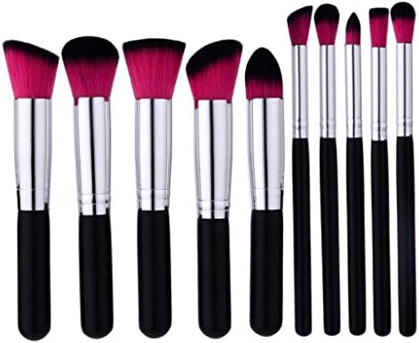 Wakeu Make Up Brushes Set of 10 Foundation Powder Cream Eyebrow Eye Blush Cosmetic Concealer Oval Brush (Black)