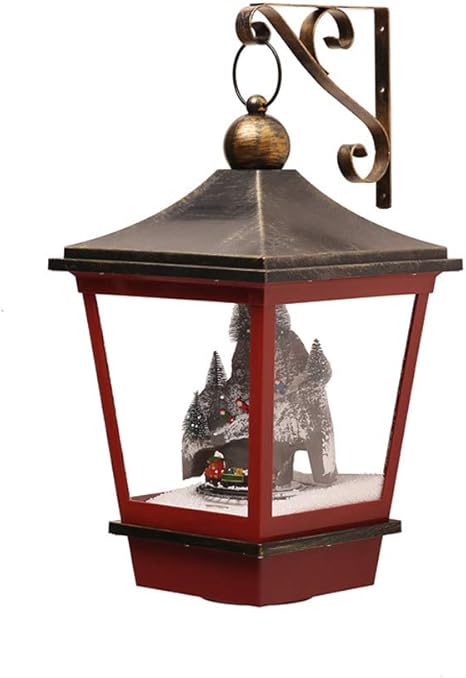 Decorazioni Natalizie Lanterne.Sjzc Lanterne Di Decorazioni Natalizie Luci Per Interni Ed Esterni Neve Musica Red Gold Amazon It Sport E Tempo Libero