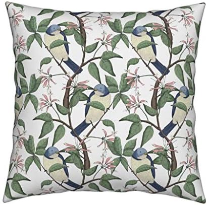 Botanical Bird Throw Pillow Bird Spotting Large by lydia_meiying Vintage Tree 18x18 Square Throw Pillow