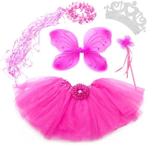 5 Piece Shimmering Fairy Princess Costume Set (Hot Pink)