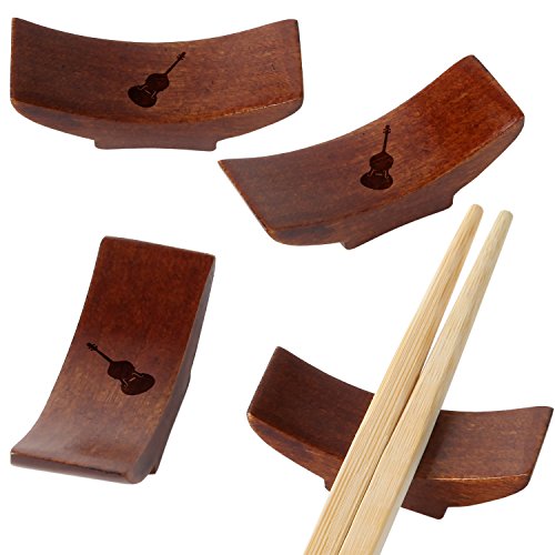 Upright Bass Wooden Chopstick Rest With Laser Engraved Design - Traditional Chopstick Rest With Modernized Design - Chopstick Spoon Holder Gifts - Thumbnail 4
