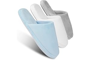 TLIZZZ7 3-Pair Luxury Spa Slippers - Cotton Memory Foam Non-slip Closed Toe Washable Slippers for Hotel,Guest,Travel,Bride,Women and Men