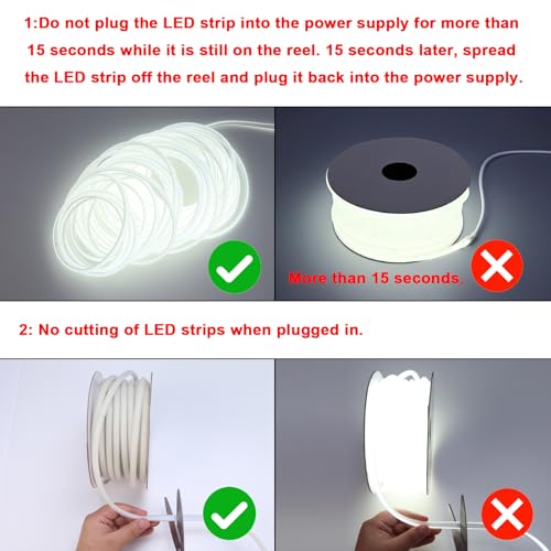 BENLUN 220 V COB LED Strip Outdoor Waterproof 30 m 6000 K Cool White, 300 W CRI 90+ Can be Cut to Size Waterproof LED Strip Without Transformer, for Building, Bedroom, Office, Pergola, Living Room