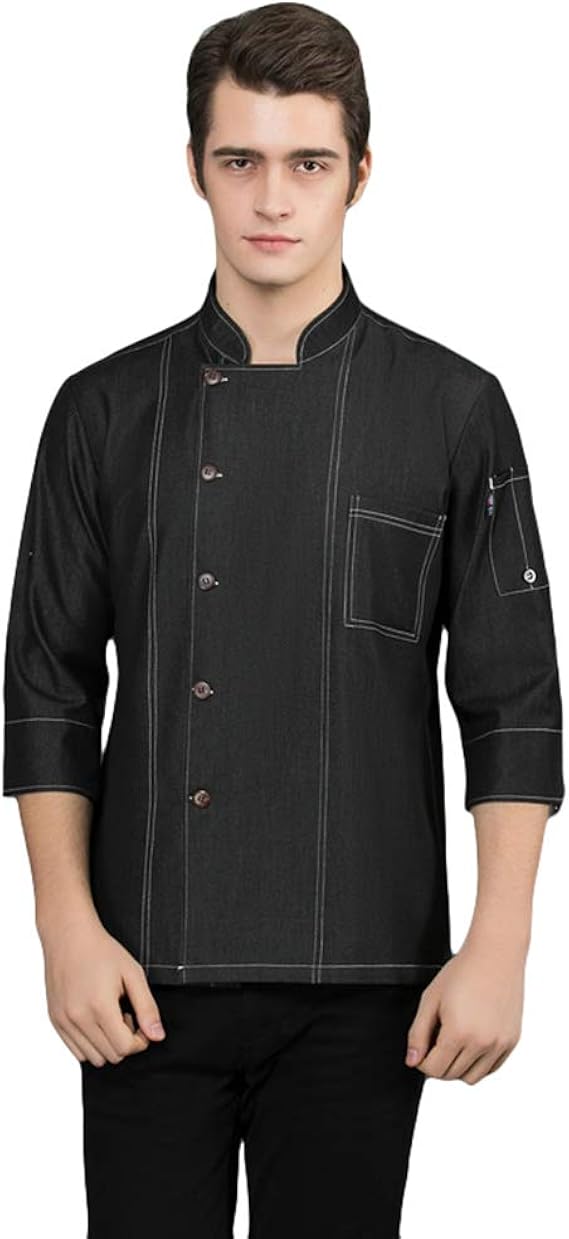 WanYangg Unisex Chefs Jacket, Button Front Chef Apparel Cook Uniform