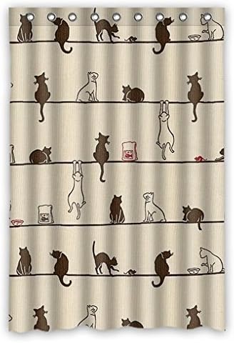 PRANO Shower Curtain with Cool Design Cartoon Funny Cats Design,48"(w) x 72"(h)