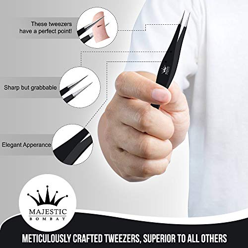 Surgical Tweezers for Ingrown Hair - Stainless Steel Precision Sharp Tweezers for Splinters, Ticks and Glass Removal - Best for Eyebrow Hair, Facial Hair Removal