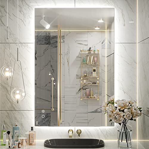 Keonjinn 24x40 LED Bathroom Mirror Anti-Fog Dimmable