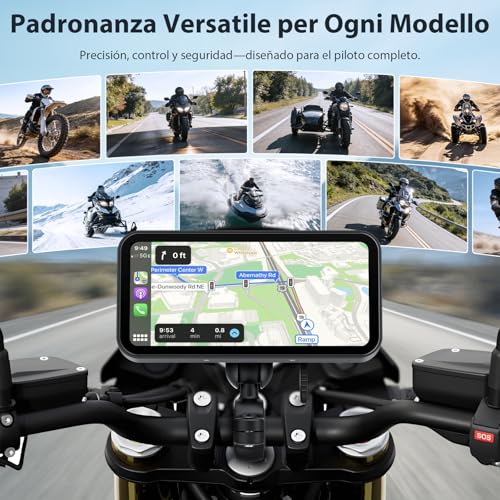 CarPlay 6 Inch A622 Motorcycle Screen CarPlay and Android Auto Wireless, Touch Screen Waterproof IP67, TPMS, Dual Bluetooth, GPS, USB/ACC Power, Compatible with All Motorcycles
