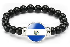 vmcoatdu National Flag Bracelet Elastic Rope Beaded Bracelet Support Your Country Travel Souvenir Gifts for Men Women