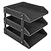 3 Tier Leatherette Desktop Document Organizer Trays, File Folder Storage Rack, Black