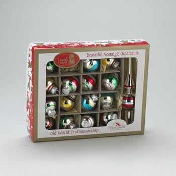 Kurt Adler Miniature Ornaments and Treetop, Set of 16