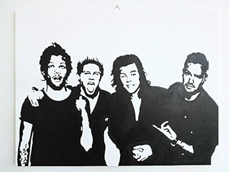One Direction Band Modern Painting Pop Art Black And White