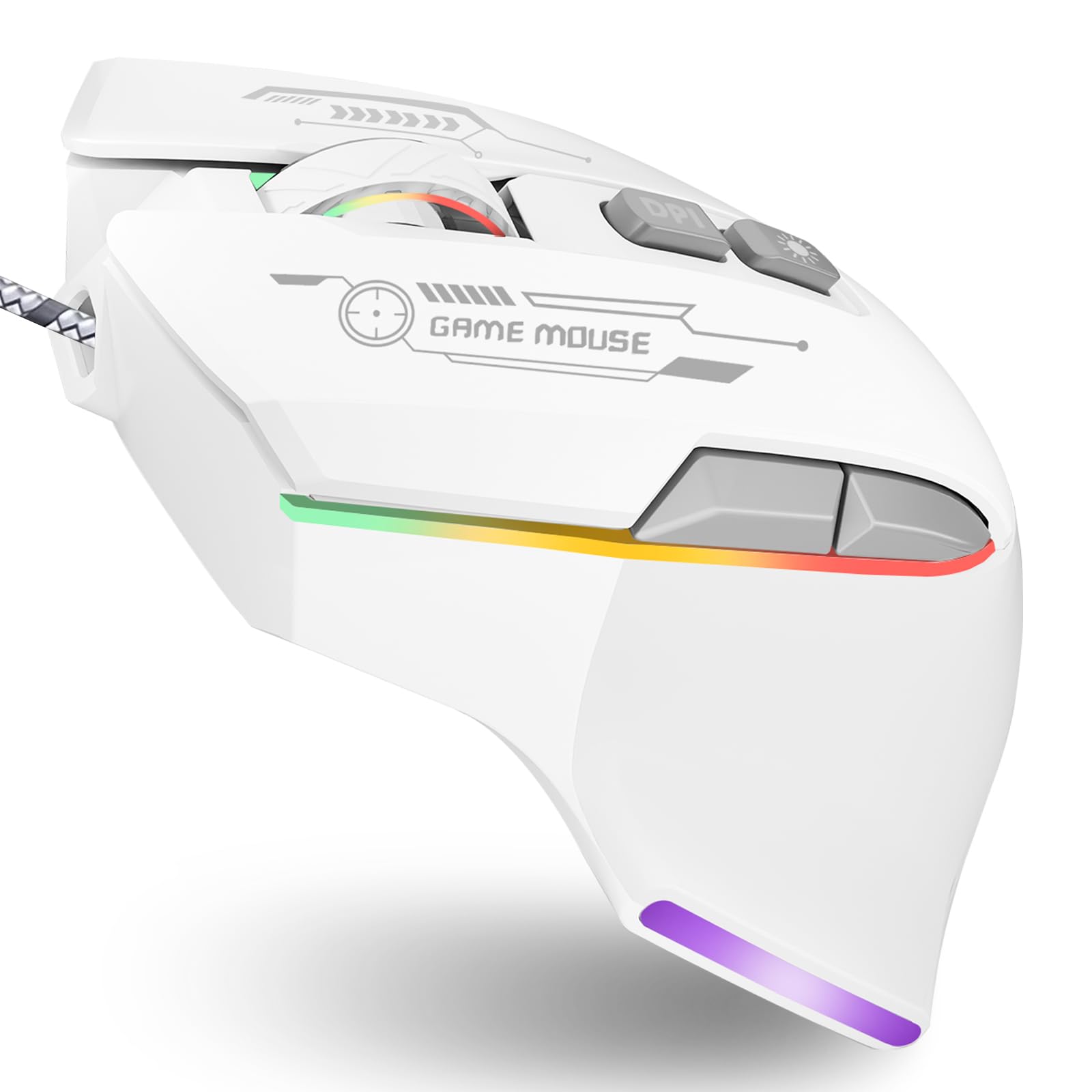AooKoNi Gaming Mouse, Wired Gaming Mouse with RGB Backlit, 7200DPI Adjustable, PC Gaming Mice with 7 rogrammable Macro Buttonsg, Ergonomic Mouse Gamer for PC, Desktop, Mac，Laptop, Chromebook.