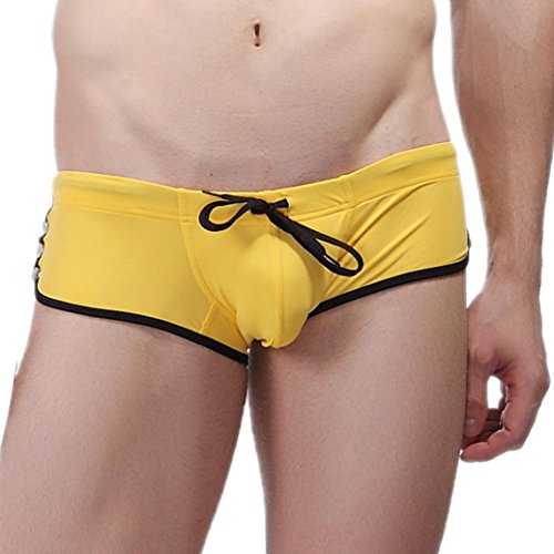 TOOPOOT Men's Swimming Trunks, Mens Boxer Swimming Briefs (M, Yellow)