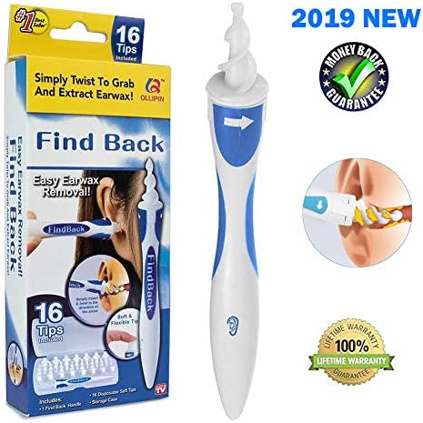 Ear Wax Cleaner, Earwax Remover Tool, Ear Wax Remover, Soft Silicone Spiral Earwax Remover Tool, 16 Replacement Heads, q-tip Replacement (Blue)