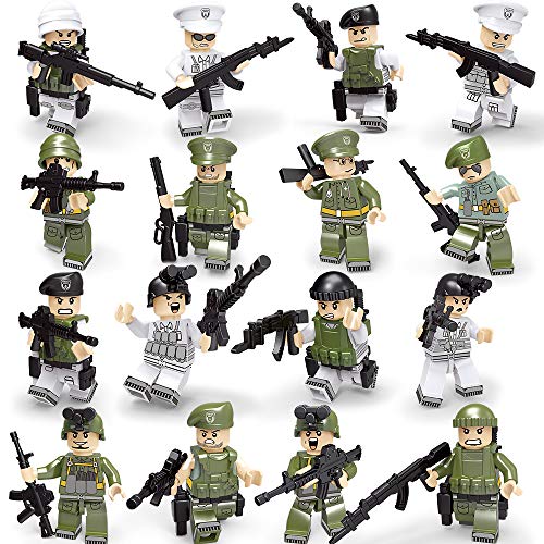 KAZI Toys Soldiers Action Figures - Marine Corps Soldiers,US Navy and Army Men with Military Weapons Accessories,16Pcs
