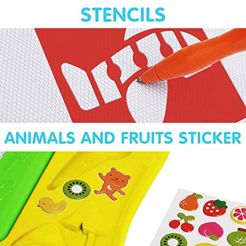 Gamenote Large Magnetic Drawing Board Education Doodle Toys for Kids, Colorful Erasable Magnet Writing Sketching Pad for Toddlers Learning (Yellow)