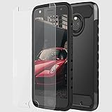 Moto X4 Case, Style4U Carbon Fiber Design Shockproof Dual Layer Hybrid Armor Defender Protective Phone Case Cover for Motorola Moto X4 [Black / Black]