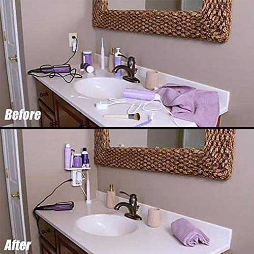 Outlet Shelf, 6 Electrical Outlet Extenders, Socket Shelf with 2 USB Ports, Switch Socket Rack with LED Indicator 8 Port Surge Protector - Thumbnail 5