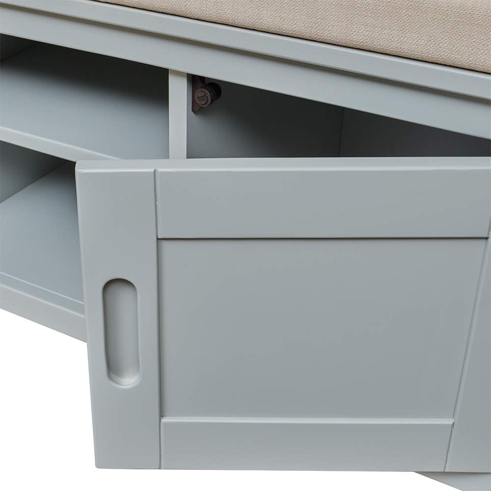  Brand – Ravenna Home Classic Solid Pine Storage Bench, 45"W, Gray Finish: Kitchen & Dining