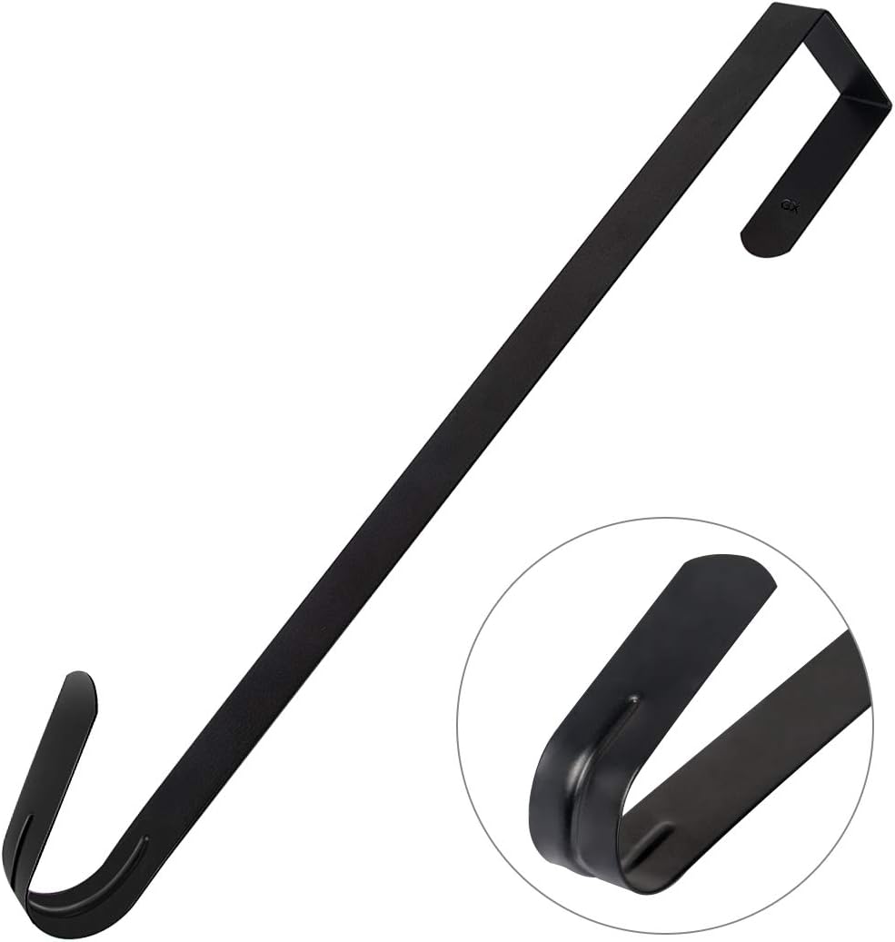 GameXcel 15" Wreath Hanger for Front Door - Large Wreath Metal Hook for Christmas Wreath Over The Door Hanger Black: Home & Kitchen