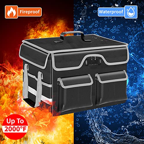 File Box with Lock Fireproof Document Box with Lid Handles Collapsible