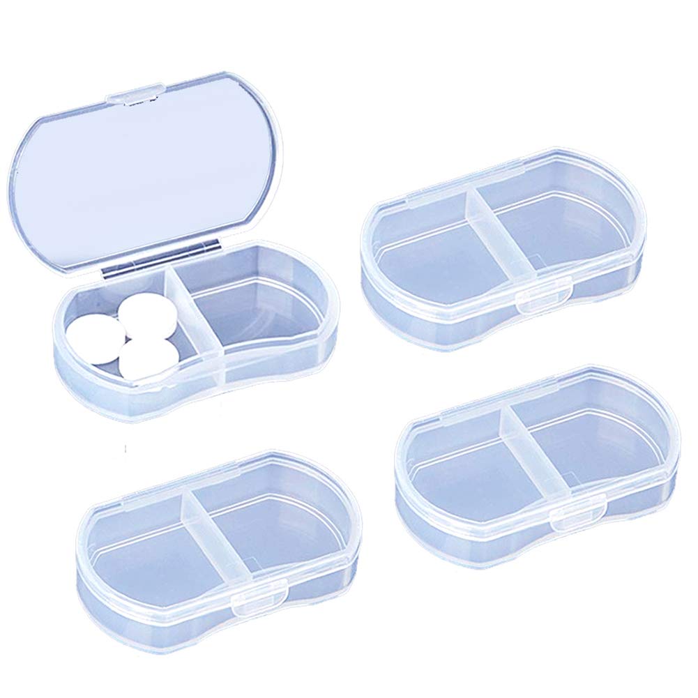 Pill Case for Purse Small 4PCS Pill Organizer Portable Travel Daily Pill Containers Mini Pill Box Vitamin, Fish Oil, Supplement Holder (4 PCS, White)
