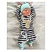 3pcs/Set Newborn Baby Boys Girls Striped Long Sleeve Deer Tops Pants Hat Outfits