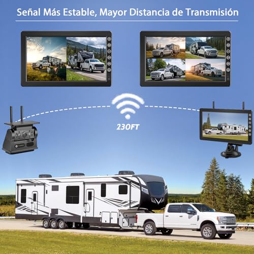 VASTEND Wireless Solar Backup Camera with 7 Inch Monitor 1080P Magnetic Rechargeable Battery 10000mAh Supports 4 Cameras for Trucks, Camper Vans, Caravans (VS-7B)