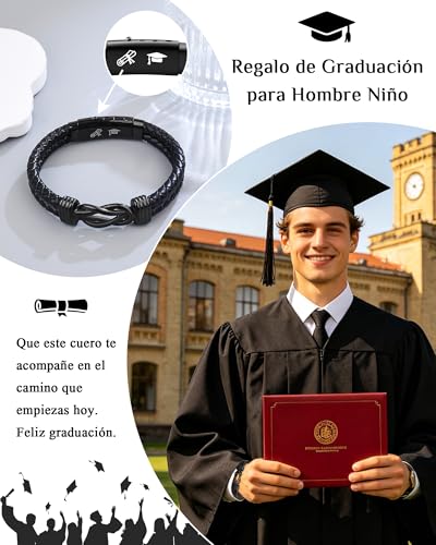 SUNSH Original Gifts for Men Son Brother, Bracelet Man Brother Son Teenagers, Leather Bracelet with Infinity Knot, Birthday Gift Christmas Valentine's Day Graduation