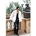 Zicac Men's Long Sleeve Faux Fur Jacket Hook & Eye Closed Luxury Coat Parka (L White)